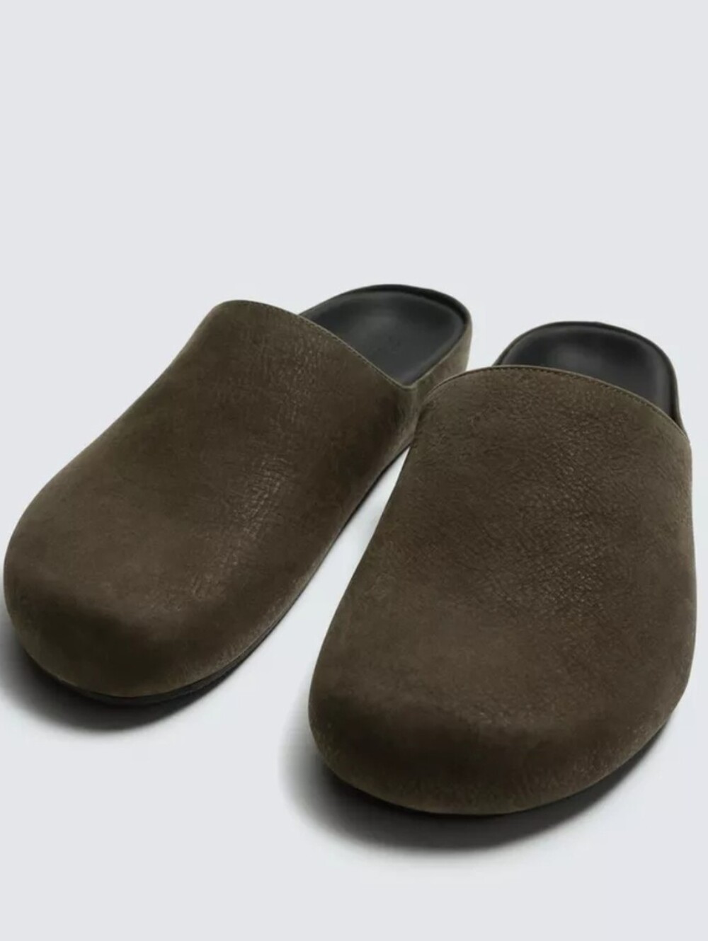 Zara Men's Leather Clogs in Green / Olive Brown Size 9 Us / 42 Eur - Picture 2 of 11